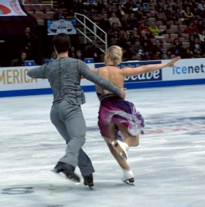 Hubbell and Donahue skating their program