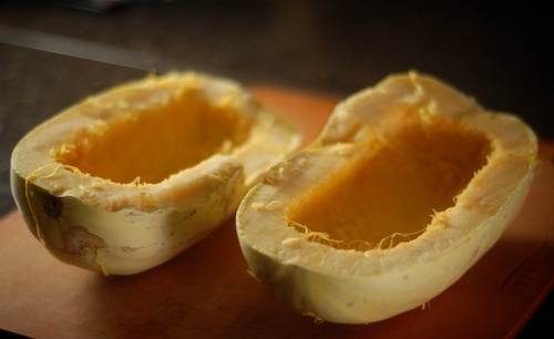 halved spaghetti squash