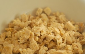 tempeh crumbled in a large mixing bowl